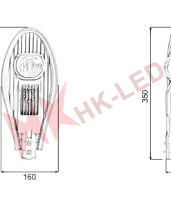 kích thước đèn đường LED 30W hình lá thương hiệu HKLED